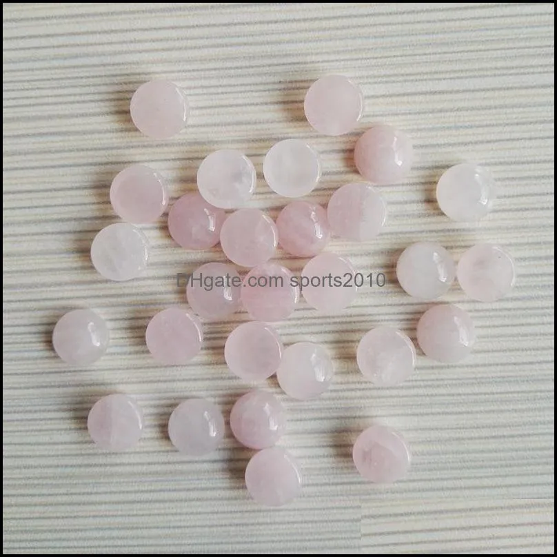 8mm natural stone round cabochon loose beads opal rose quartz turquoise stones face for reiki healing crystal sports2010