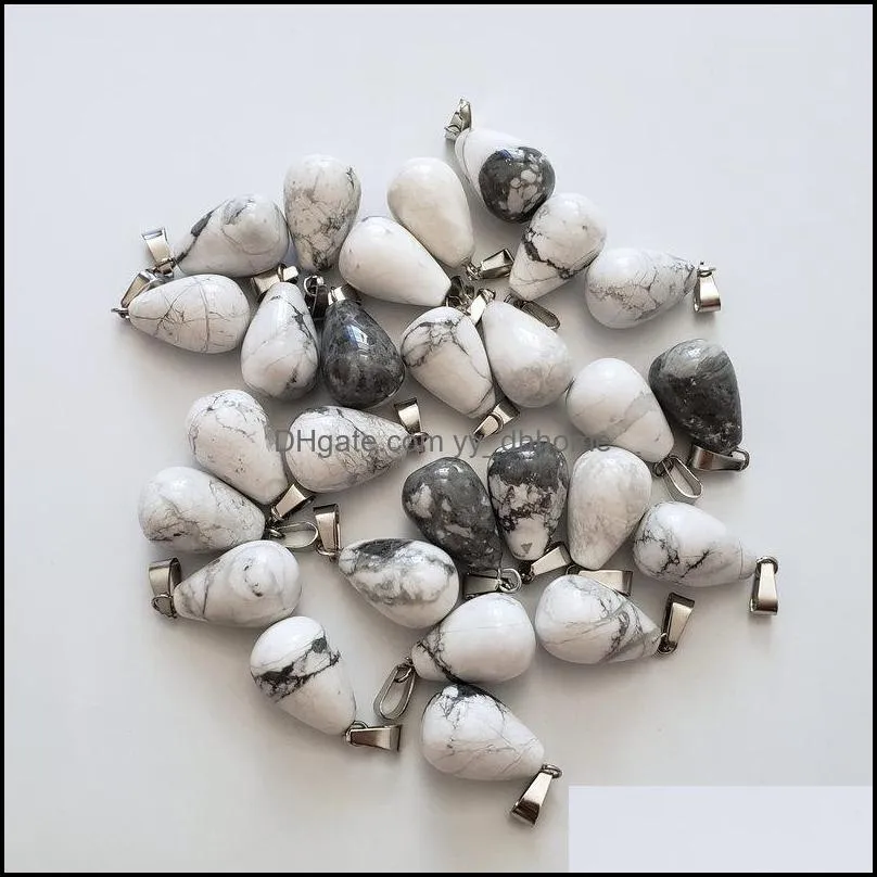 wholesale 50pcs/lot natural white turquoise stone water drop charms pendants for women jewelry gift diy