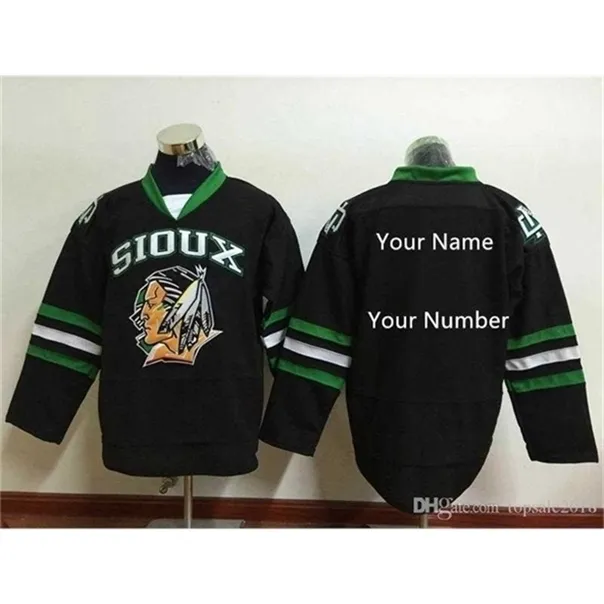 C26 Nik1 Anpassad North Dakota Fighting Sioux Hockey Jersey Limited Mens Stitched Black Green White Shirts Any Name Any number