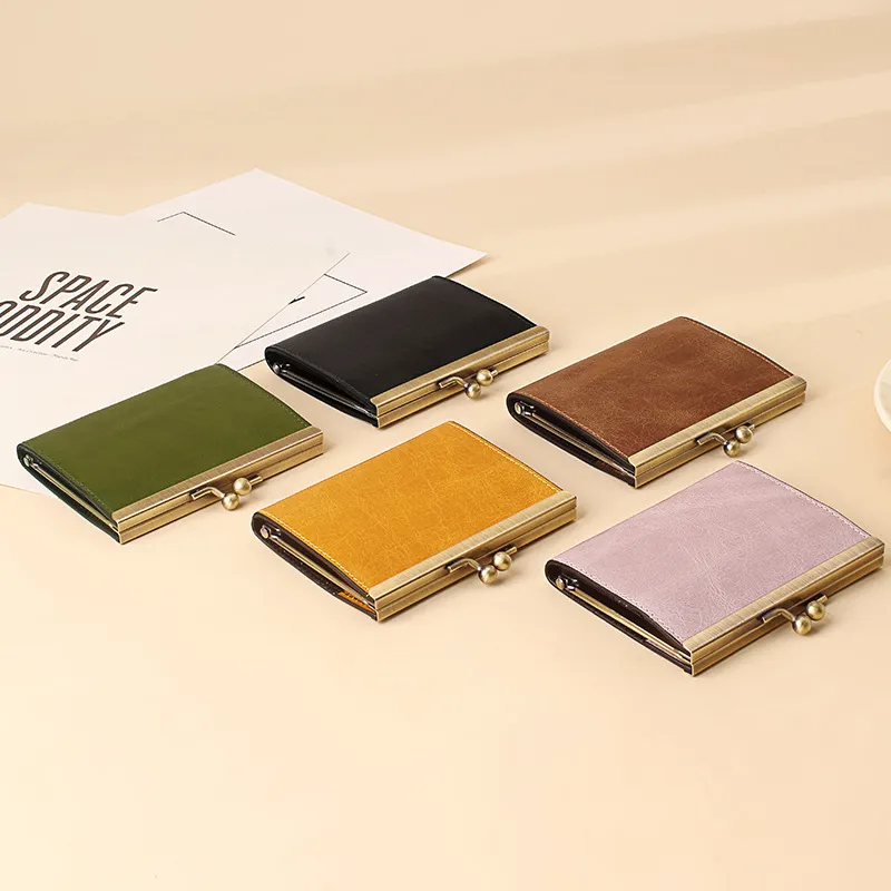 DHL50pcs Card Holders Women Genuine Leather Name Business Positions Hasp Wallets Mix Color