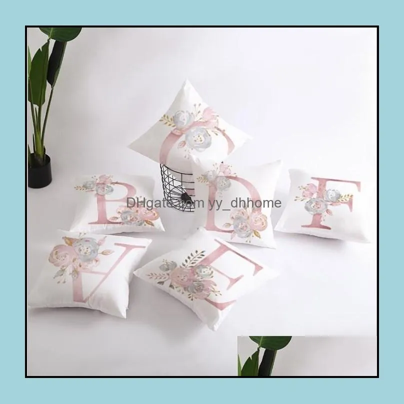 letter pillow cover room english alphabet for home party decoration accessories cushion flower pink pillowcase polyester 45x45cm wy887