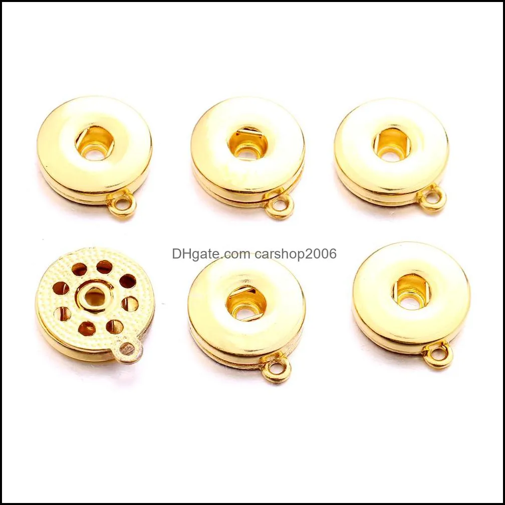silver gold alloy 18mm ginger snap button base charms pendants for snaps bracelet earrings necklace diy jewelry accessory