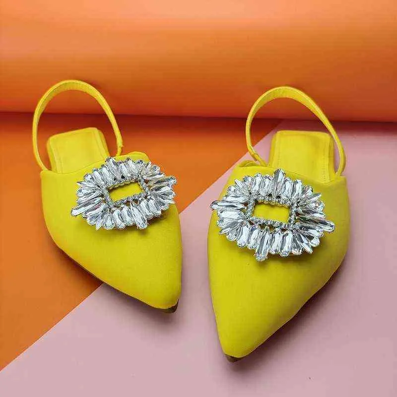 Moda-2022 büyük sandalet iki giymek ayçiçeği elmas düğmesi baotou düz sandalet