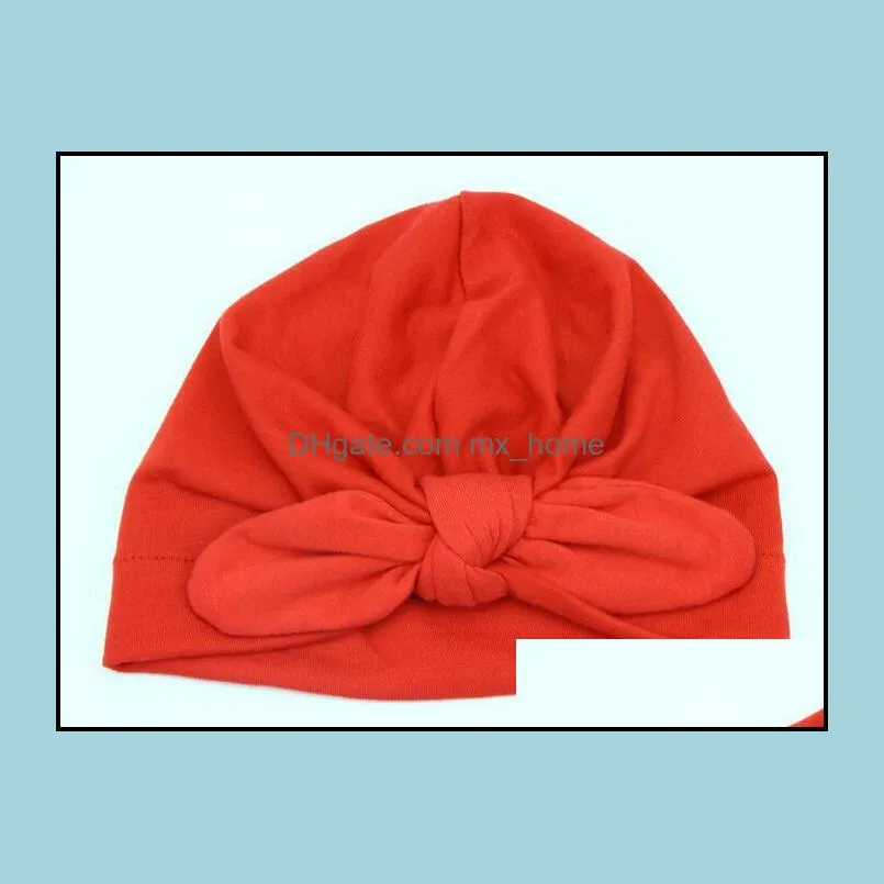 New Europe US Baby Hats Bunny Ear Caps Turban Knot Head Wraps Infant Kids India Hats Ears Cover Childen Milk Silk Beanie MZ02