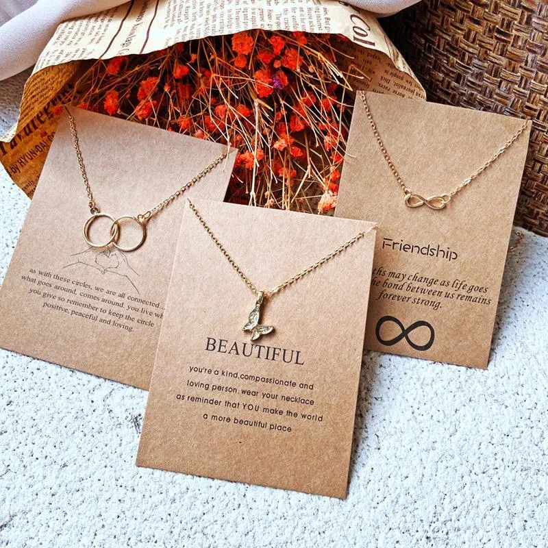 Pendant Necklaces 2022 Creative Paper Card Simple Circle Clavicle Chain Retro Letter Butterfly Necklace Party JewelryPendant