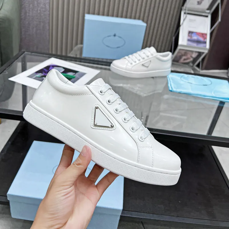 Sneakers In Pelle Spazzolata Uomo Donna Piattaforma Bianca Scarpe