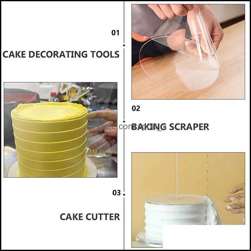 baking & pastry tools 1 set 11pcs round cake discs acrylic scrapers diy craft bake goods tool decorating (transparent)