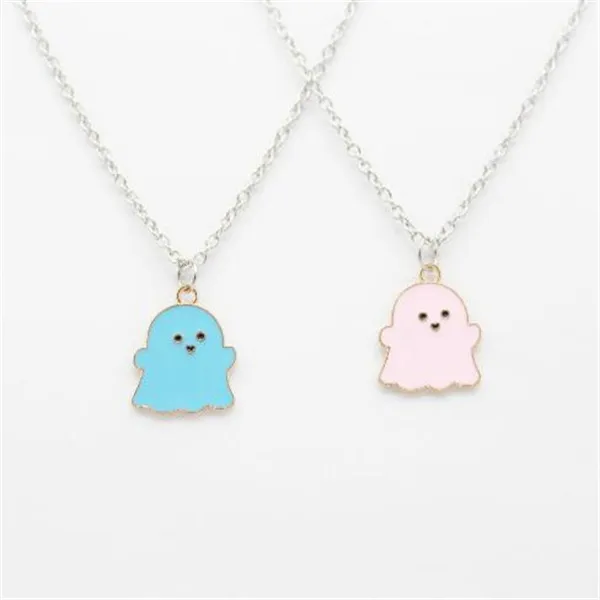 Black And White Ghost Pendant Necklaces For Women Men Friend Lovely Ghost Pendant Couple Necklace Fashion Jewelry GC983301y