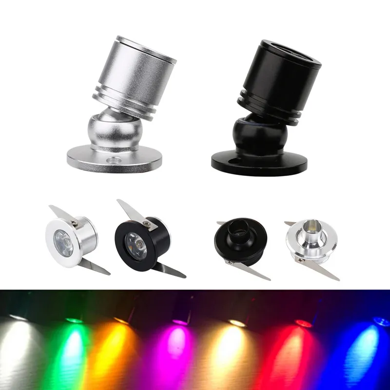 1W LED -skåp Mini Spot Light 110V Downlight 12V 24Volt DC Jewelry Show inkluderar förare 4000K taklampan usalight
