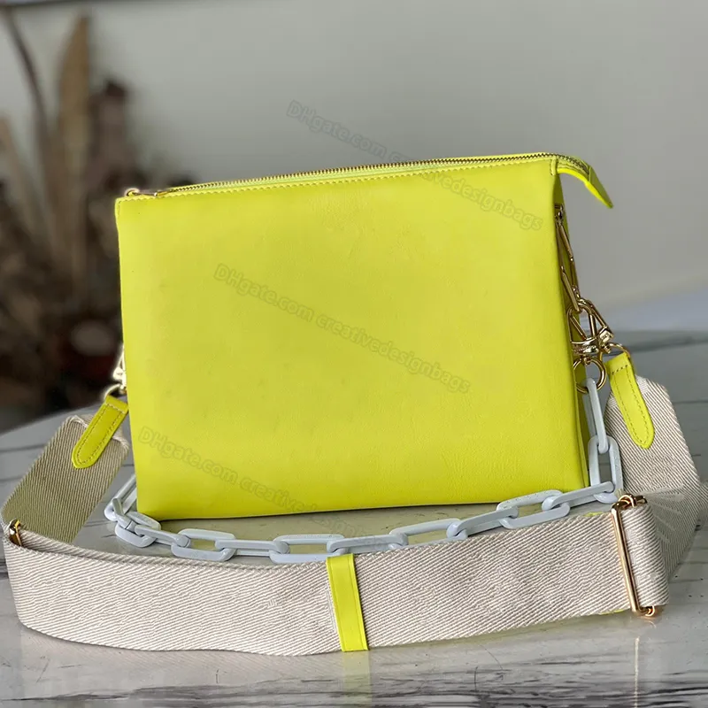 10A L Bag Women Shoulder Bag COUSSIN PM White acetate chain Tennis Reticle Embossed Fluffy Calf Wallet Clutch Crossbody Tote Fluorescent Yellow 20843 26cm L293