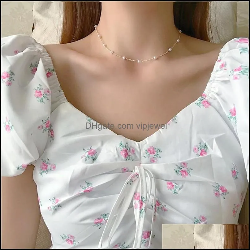 chokers 2021 fashion pearl necklace women`s simple lovely chain exquisite choker lady jewelry girl gift