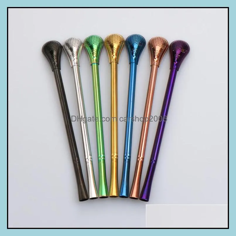 colored straw mate 15.5cm filter straw spoon straw stainless steel 304 tea drinking bombilla barware