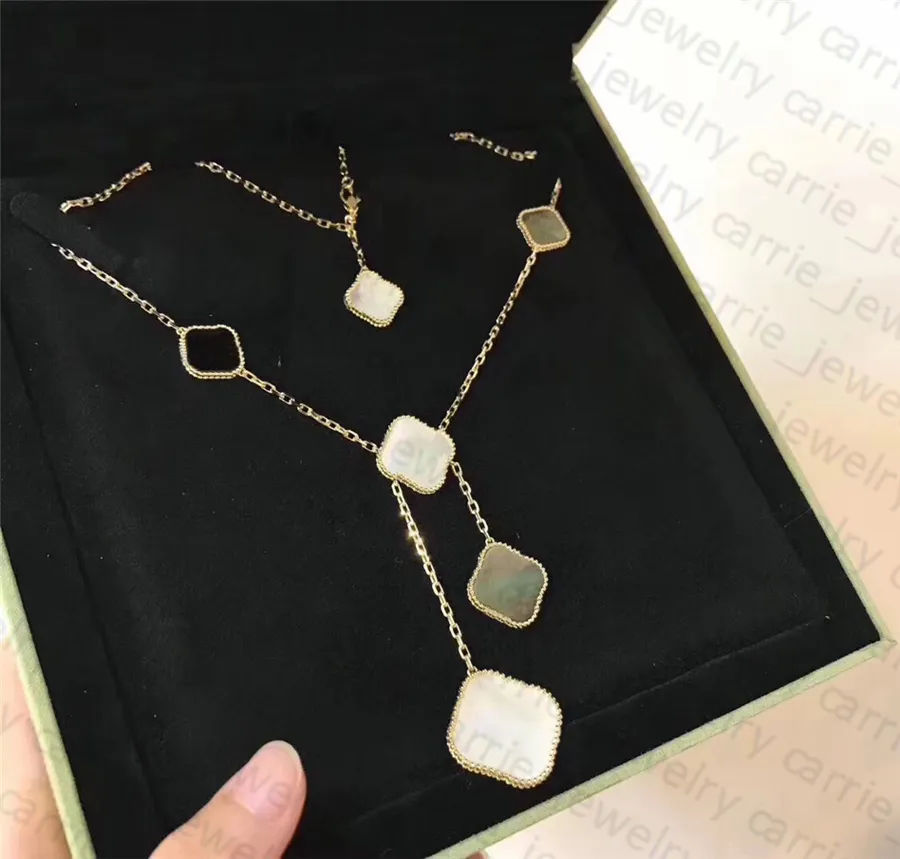 New Pendant Necklace Designer 6 Clover Classic Necklaces Pearl Fritillaria Flower for Man Woman Jewelry 8 Color Top Quality2990