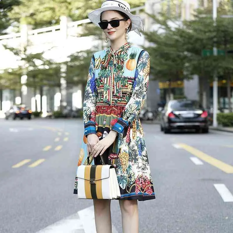 半額sale カジュアルドレスドレス春と夏のファッション外国人スタイルの削減ライトラグジュアリー女性用プリント長袖スカーフカラーエラスティックウエストl9v4 送料無料新作 Apparel Women S Clothing Bobbievet Com