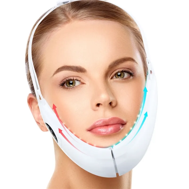 EMS リフティングデバイスマイクロ電流 LED ポン治療顔痩身振動マッサージ二重あご V ラインリフトベルト 220415