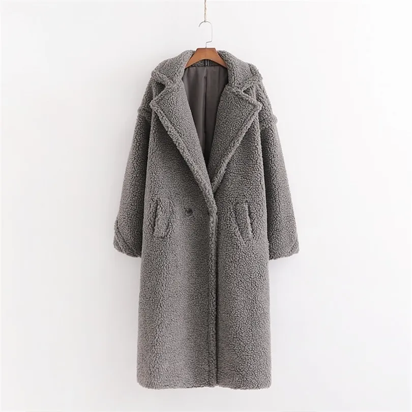Stylish Gray Cashmere Teddy Long Shearling Coat For Women Thick Warm And Casual Streetwear For Autumn And Winter 210520 From Xue03 37.53 DHgate.Com
