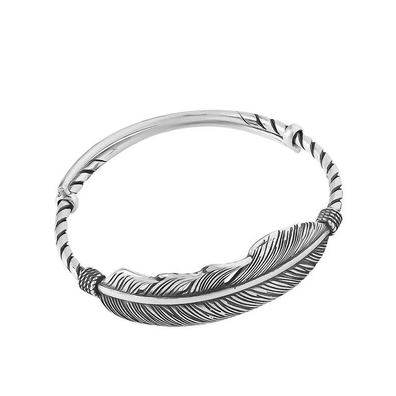 Bangle Silver Color Feather Bracelet Retro Korea Dongdaemun Fashion Literature And Art Sen Department Jewelry BraceletBangle