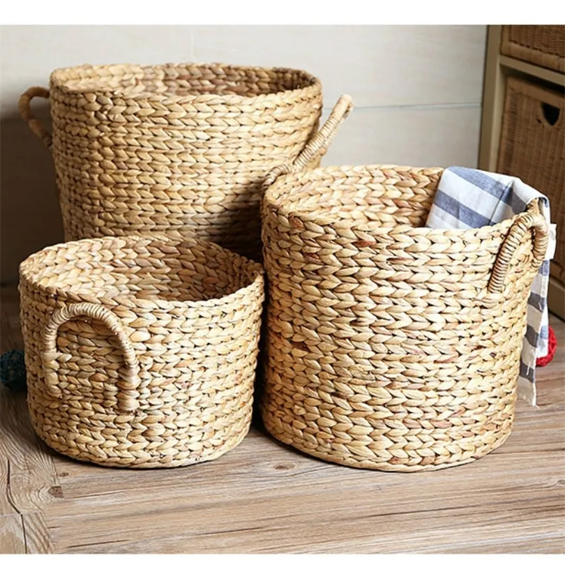 1 PZ Casa cesto di immagazzinaggio cesto di rattan intrecciato a mano Nordic piano foglia pianta vaso di fiori cestino di immagazzinaggio ZP7171052 T200224