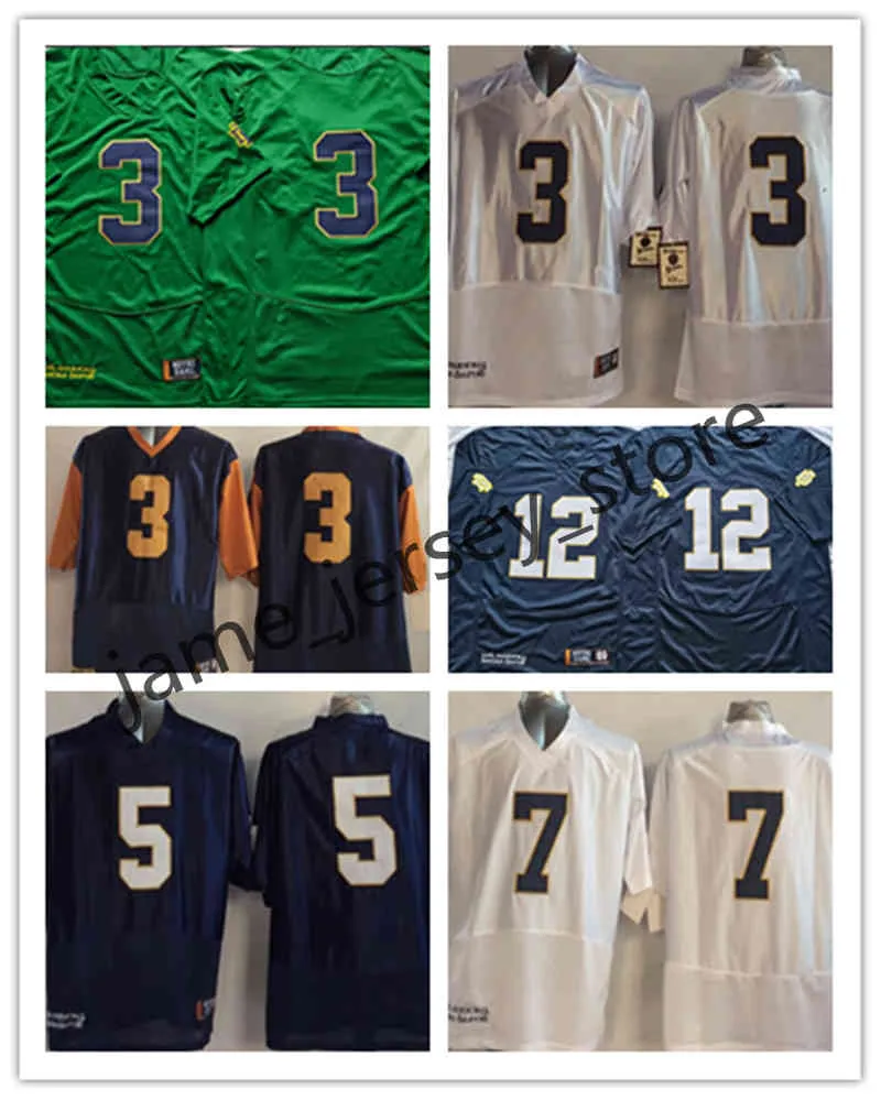 XFLSPカレッジノルテダムの戦いアイルランドのフットボールジャージー3 Joe Montana 5 Paul Hornung 7 Stephon Tuitt 12 Ian Book Book 5 Terry Hanratty