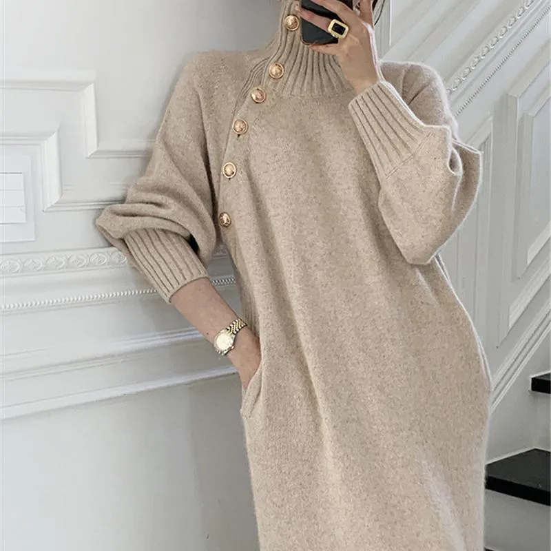 chinese dress ladies Mink V-Neck Knitted Jumper Dress – AX Paris main image 0