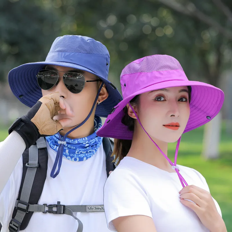 女性のメンズ夏の太陽の帽子女性屋外の紫外線保護帽の男性折りたたみ式メッシュワイドブリムキャップの女性男のビーチ帽子メンズ釣りバケツ帽子