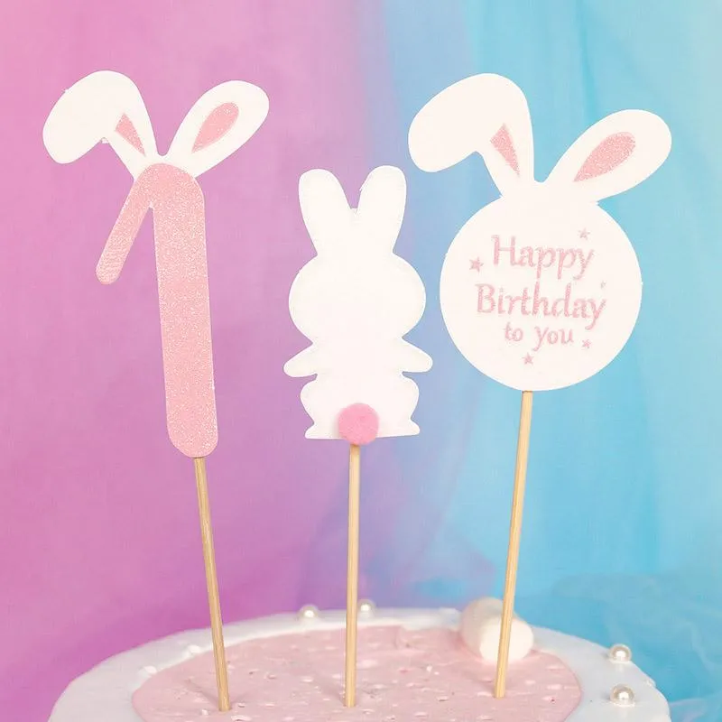 Otro evento Suministros para fiestas Paquete de dibujos animados Rosa Azul Cake Topper Banderas DIY Horneado a mano Cumpleaños Boda Decoración de Navidad AccesoriosOtros