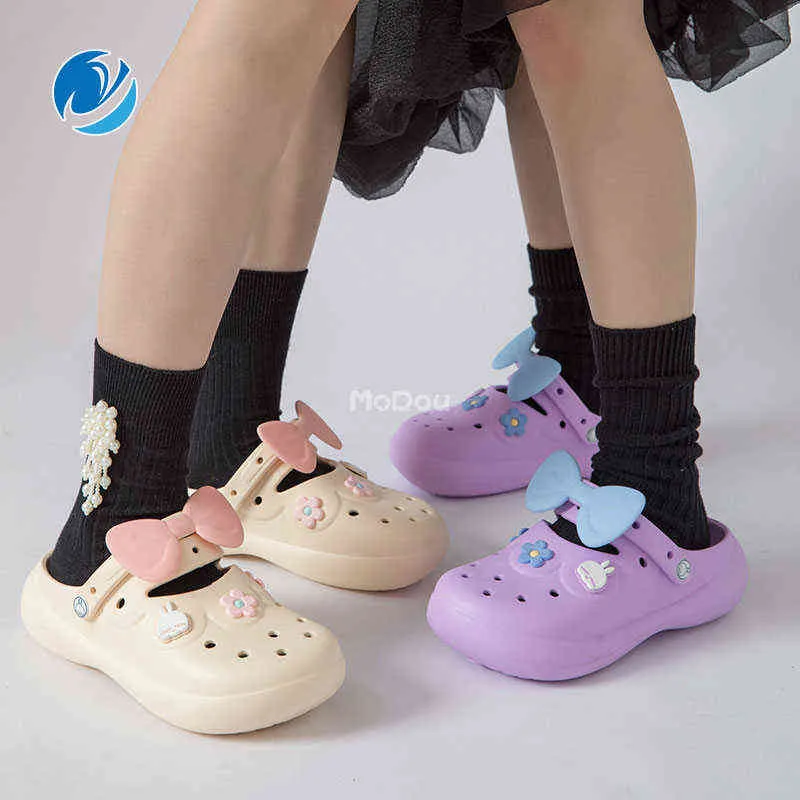 スリッパmo dou dou new style crogs Shoes shoes's素敵な夏の太い靴底女の子サンダルアウトドアストリートビーチサマースリッパ220428