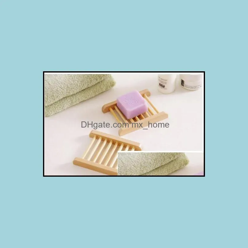 100PCS Natural Bamboo Trays Wholesale Wooden Soap Dish Wooden Soap Tray Holder Rack Plate Box Container for Bath Shower Bathroom