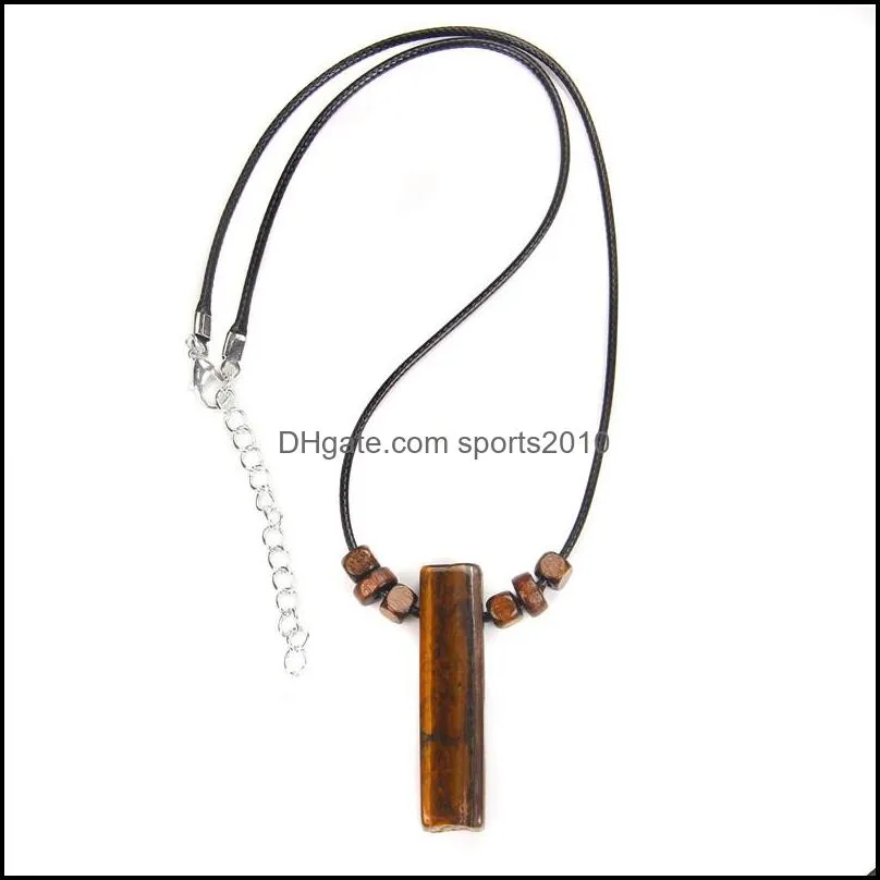 healing natural stone pendant raw mineral irregular rectangle quartz pendulum tiger eye lapsi white crystal necklaces sports2010