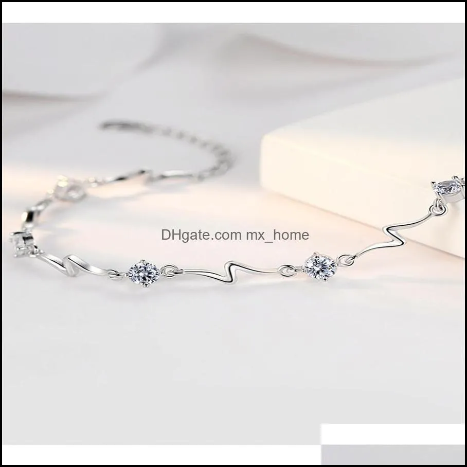 Other Event & Party Silver Blue Crystal Bracelet Women`s Fashion Diamond Lightning Bracelet Personality Simple