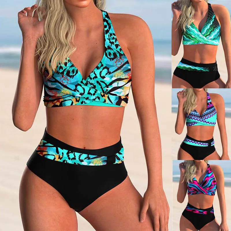 Women's Swimwear High Waist Bikini Women Push Up Sexy Bathing Suit Set Female 2022 Summer Casual Print Swimsuit Beachwear Plus Size