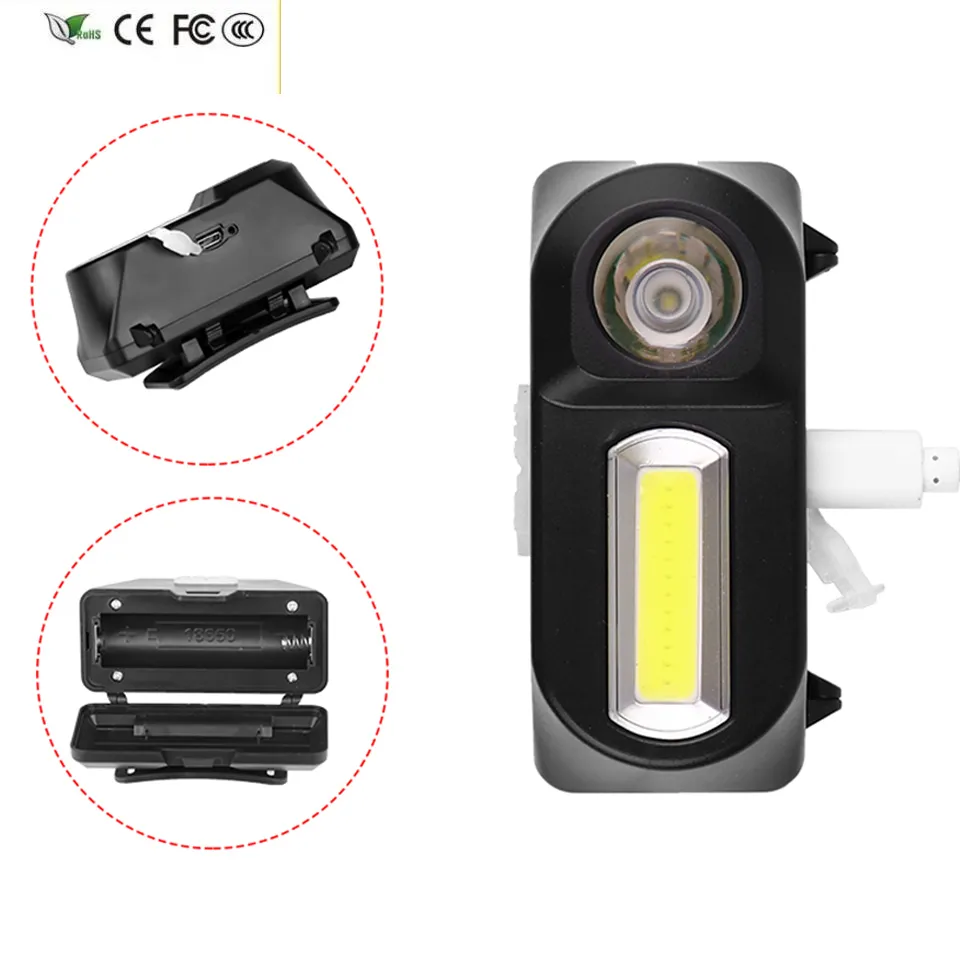 Nya strålkastare ficklampans sensor strålkastare utomhus 18650 batteri LED -glödlampor Q5 litiumjon camping cykling bärbar mini