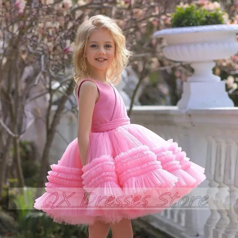 Girl s Dresses Plum Flower Girl Dress Children Puffy Princess Gown Mint Green Baby Birthday 2022 Vestido Robe Ceremonie FilleGirl s