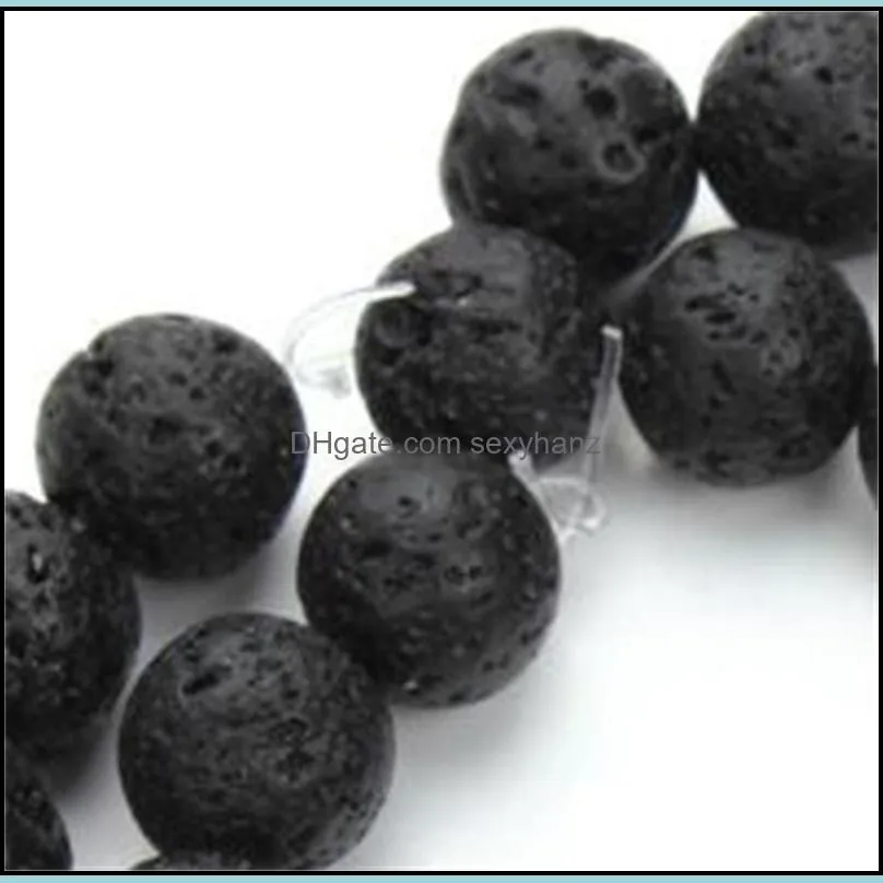 4 6 8 10 12mm Natural Lava Stone Beads Black Volcanic Rock Round Stone Loose Beads For DIY Jewelry Bracelet Making Wholesale 374 T2