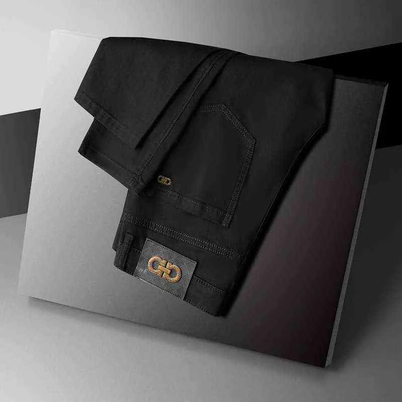/ Spring Summer 2022 Trendy Brand Casual Versatile Thin Black Small Straight Jeans Micro Elastic Men's Pants