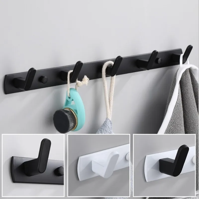 Black White Robe Hook Bathroom s s Bag Hat Wall Mounted Clothes Coat Hanger Hardware Y200108