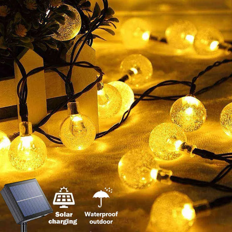 Solarsträngsljus utomhus LED GLOBE -belysning med USB -lägen Vattentät solenergi uteplatsljus för trädgårdsfestdekor J220531
