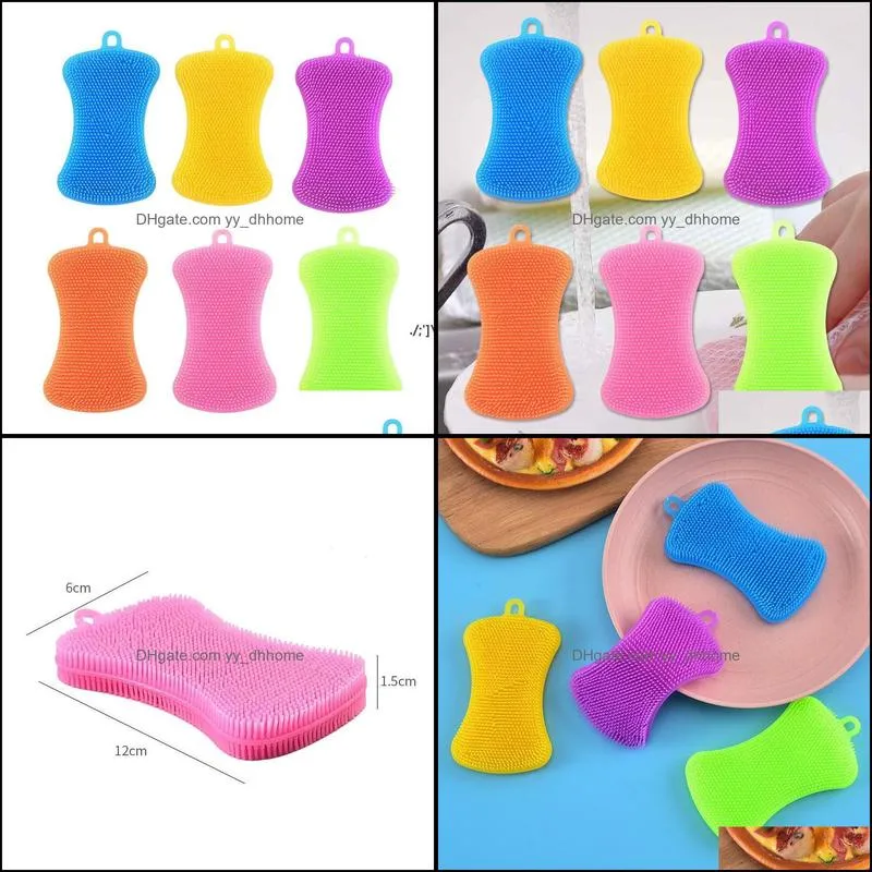 silicone sponge dish sponges dishes washing double sided brushes kitchen gadgets brush accessories pad12005