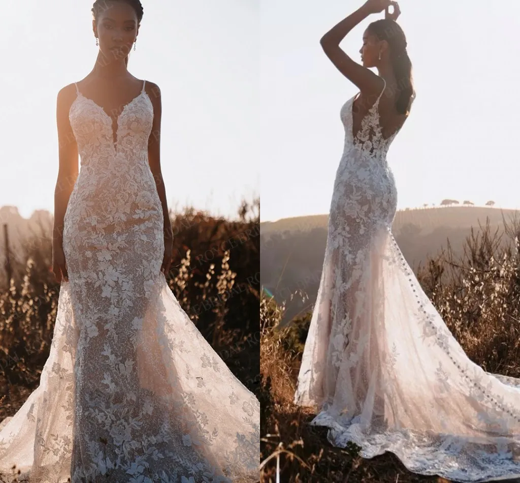 Lace Appliques Spaghetti Straps Trumpet Mermaid Wedding Dress Lace Appliques Spaghetti Straps Trumpet Mermaid Wedding Dress