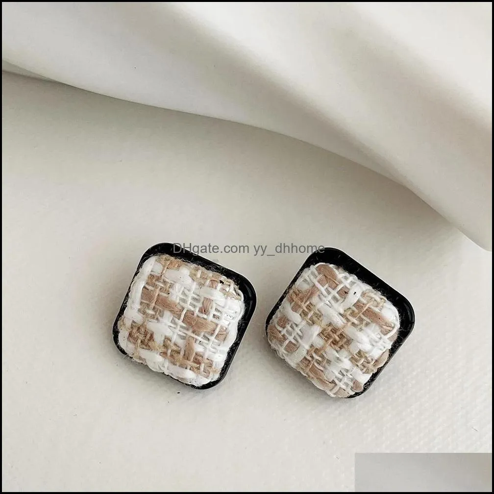 autumn and winter new vintage earrings geometric button plaid earrings for women bijoux fashion jewelry gift