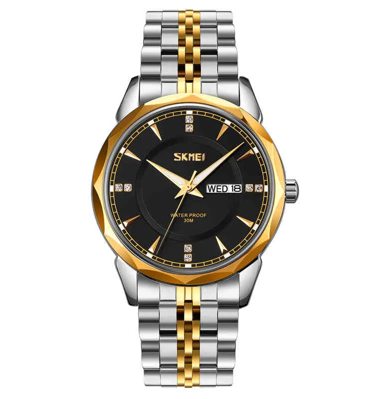 Skmei 9268 reloj de pulsera analógico dorado de lujo para hombre, fabricante de relojes personalizados