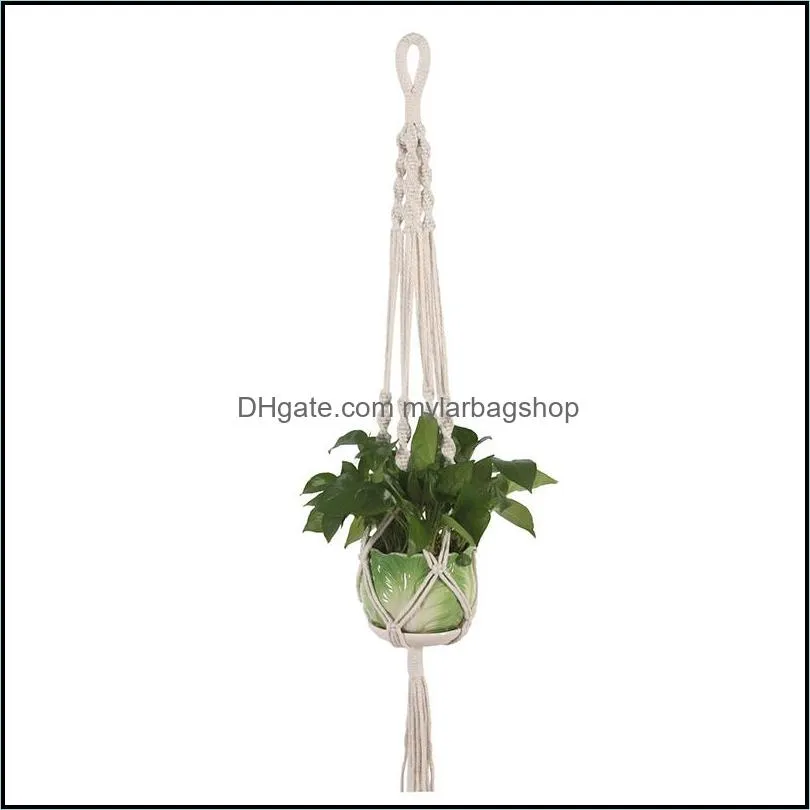 flower pot hanging basket plant hanger hook flower pot handmade knitting natural fine cordage planter holder basket balcony decora