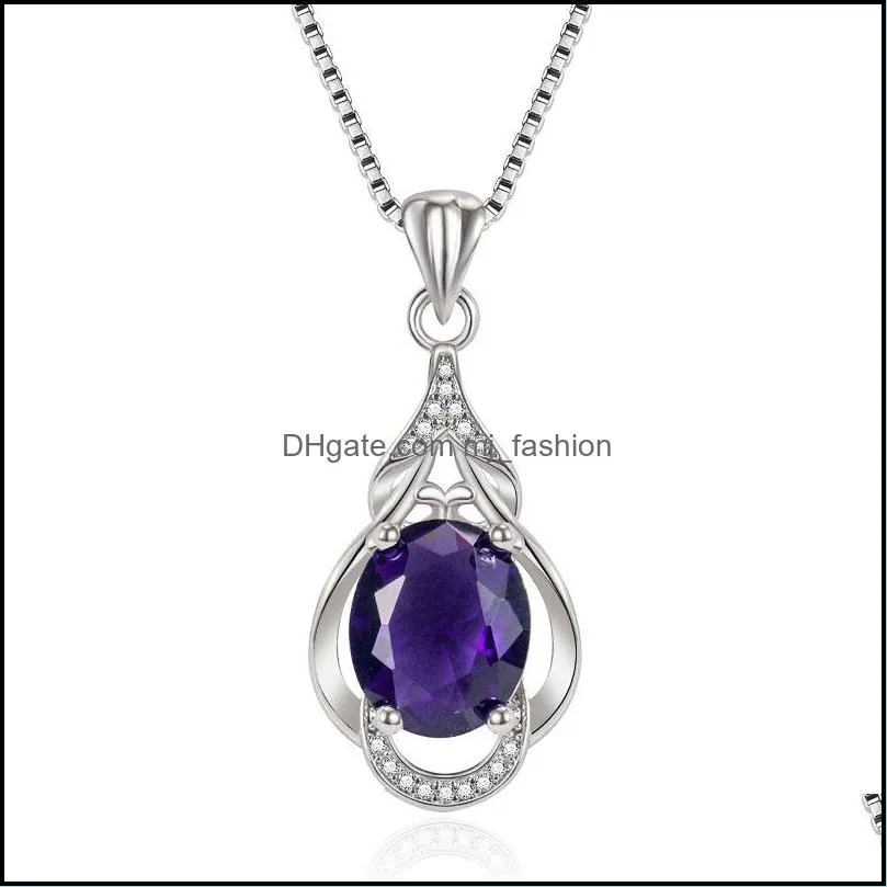 ladies vintage necklace with pendant wedding geometric drop pendant synthetic amethyst pendant clavicle chain fashion elegant