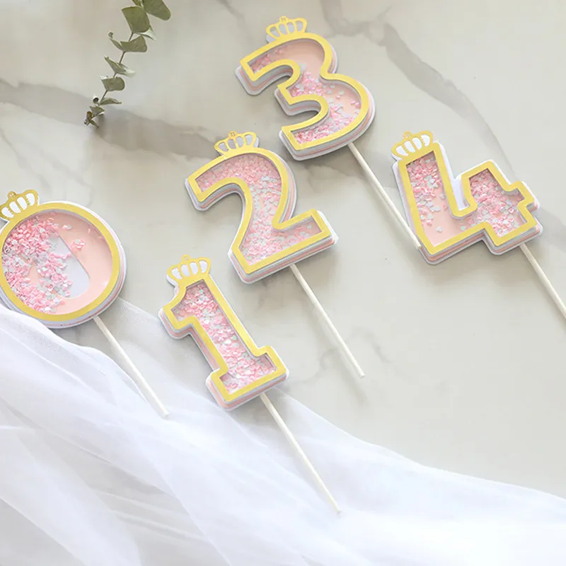 New Sequins Digital Candle Party Birthday Number Cake Candle 0 1 2 3 4 5 6 7 8 9 Topper Girls Boys Baby Supplies Decoration