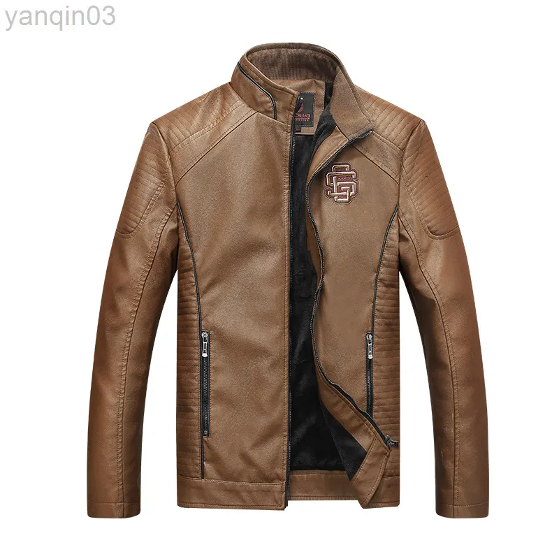 Joobox 2022 Winter Men Leather Jacket مع سترة راكب الدراجة النارية البطيئة مع بطانة SHEARLING FAUX L220801