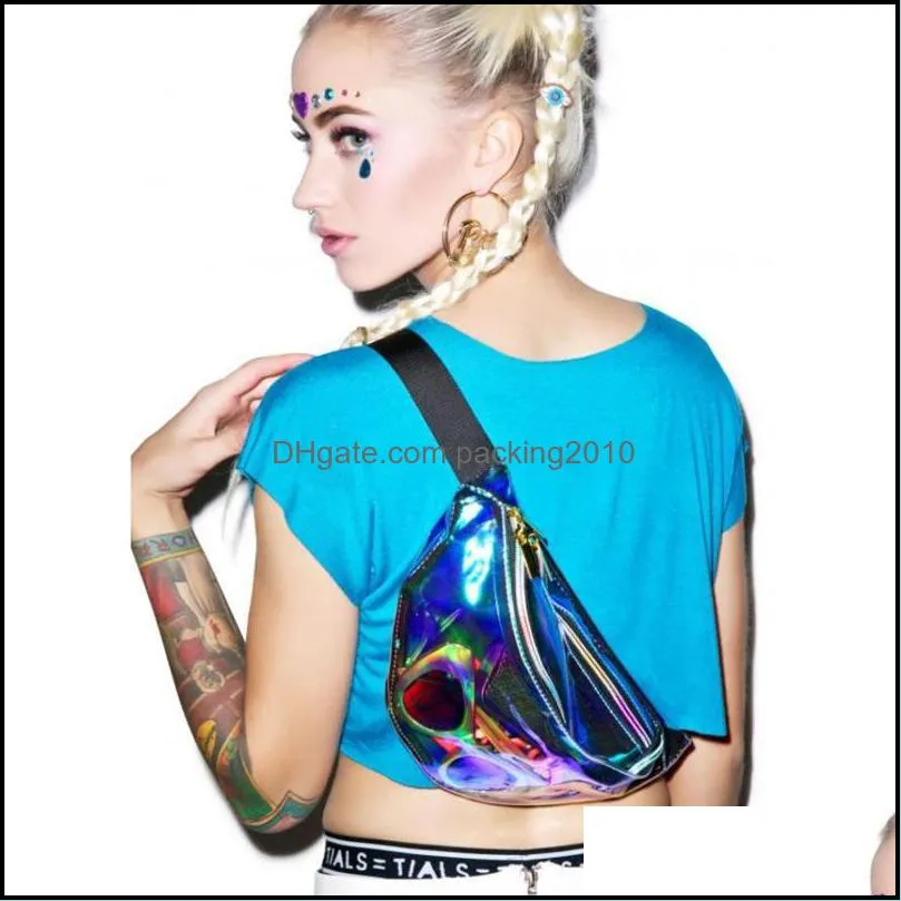 laser pvc transparent waist bag fashion sport waist bags unisex waterproof chest bag rainbow hologram pu metallic fanny packs dbc