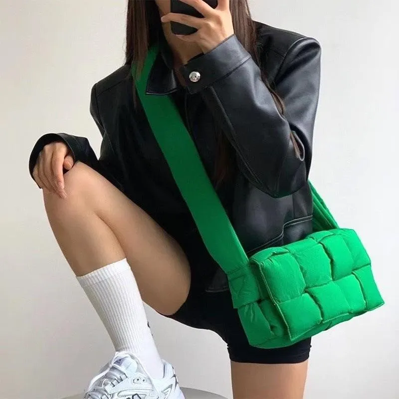 Evening Bags Oxford Cloth Weave Padded Handbags Purses Designer Quilted Women Shoulder 2022 Winter Down Cotton Crossbody Bag SacEvening Even From 20 08 DHgate