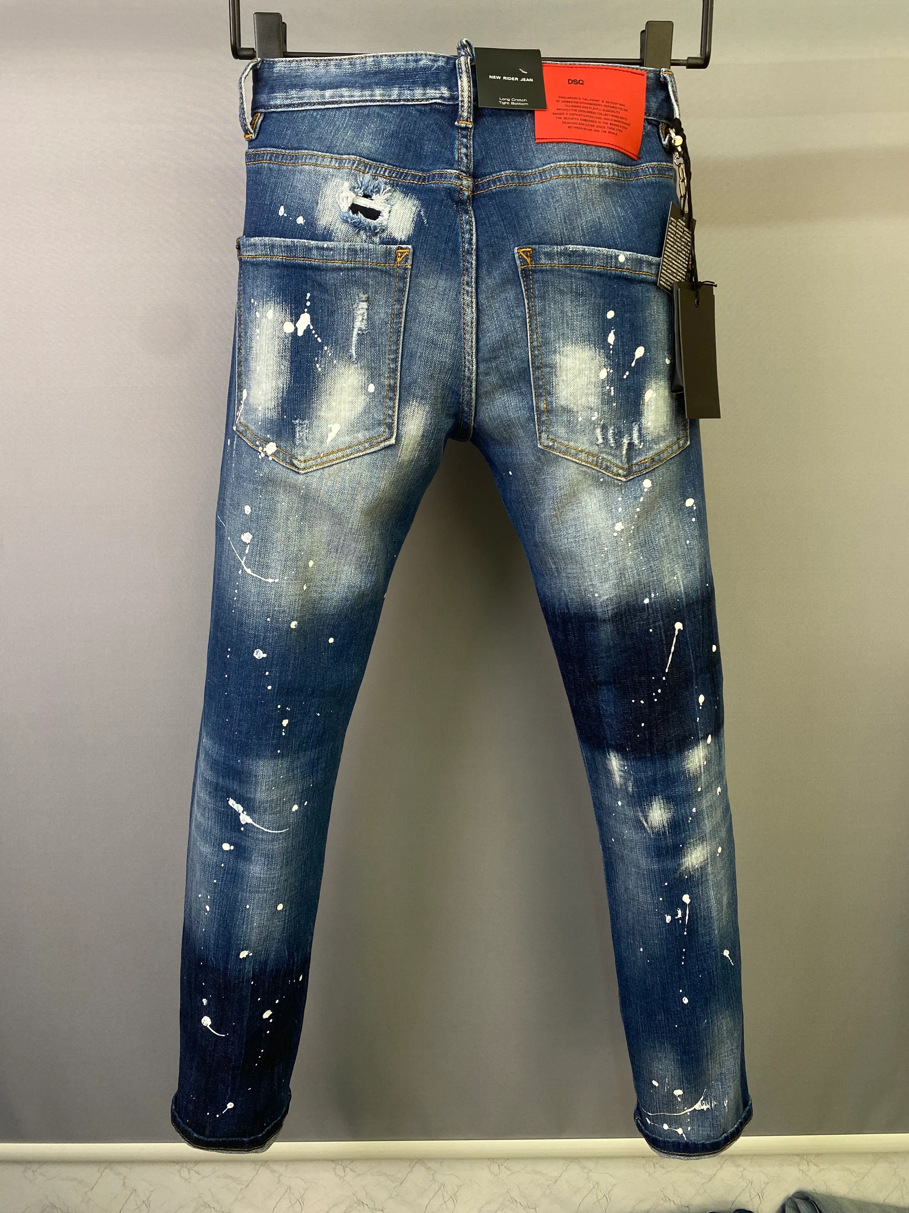 2022 DS Men Jeans vår sommarlånga smala byxor av hög kvalitet mode shorts motorcykel rippade jeans f39240f