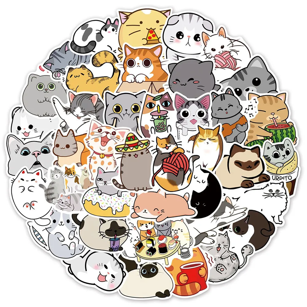 Impermeável 10/30 / 50 pcs Cute animal gato adesivos Graffiti Decalques dos desenhos animados Decalques Scrapbook Diário Laptop Telefone Guitarra Impermeável Adesivo Para Crianças Brinquedo Adesivo De Carro