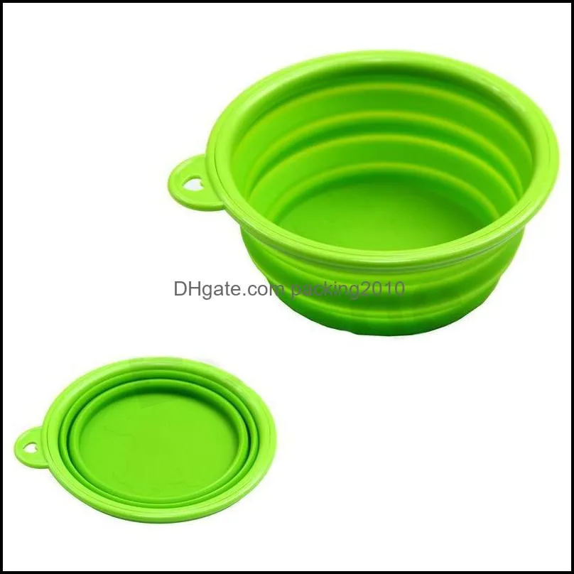 Collapsible foldable silicone dog bowl candy color outdoor travel portable puppy doogie food container feeder dish